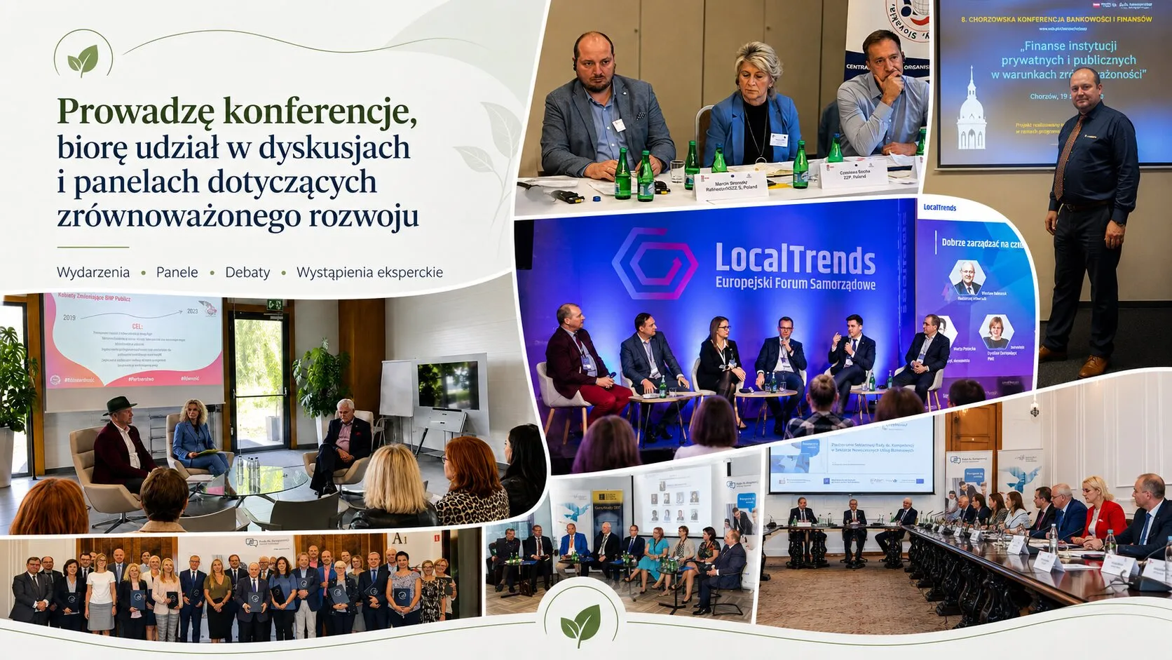 Kolaż zdjęć: Konferencje i debaty